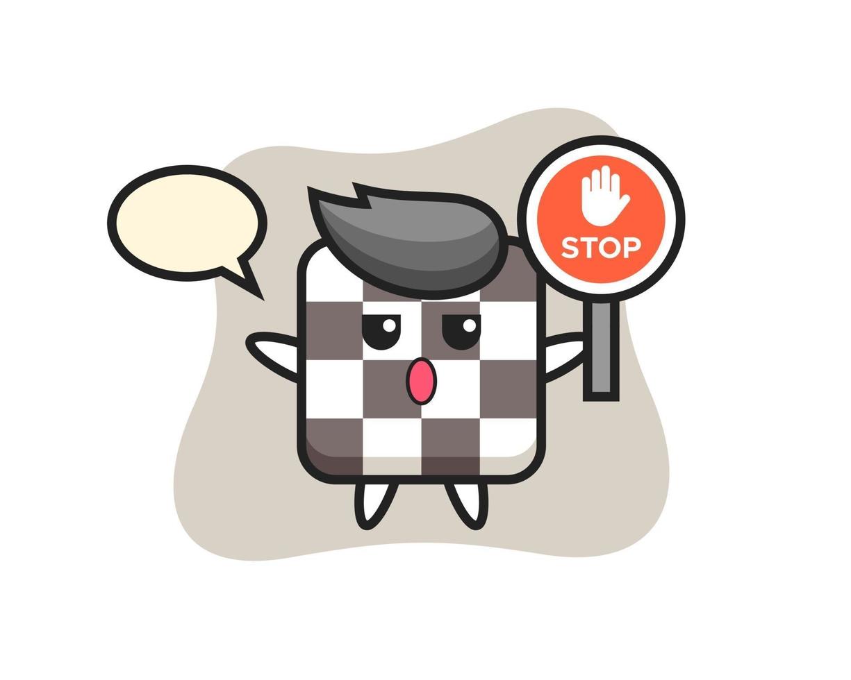 schackbräde tecken illustration som håller ett stoppskylt vektor