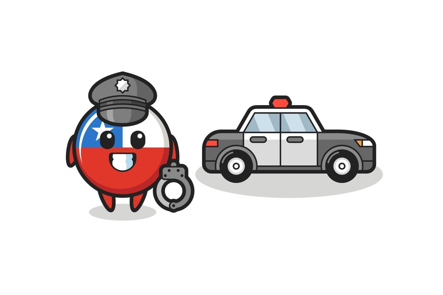 tecknad maskot av Chile flaggmärke som en polis vektor