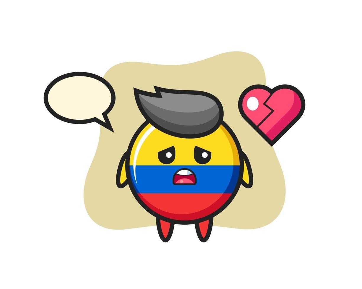 Kolumbien Flagge Abzeichen Cartoon Illustration ist gebrochenes Herz vektor
