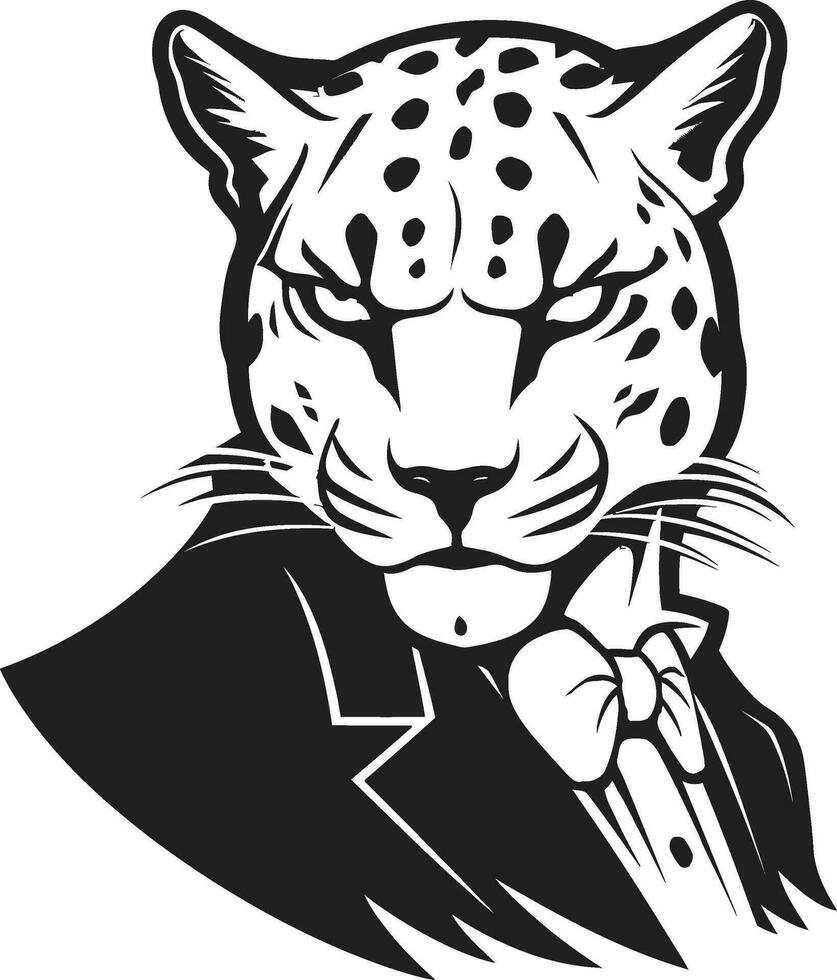 kattdjur intrig ozelot emblem i svart ozelot noir vektor logotyp i ebenholts