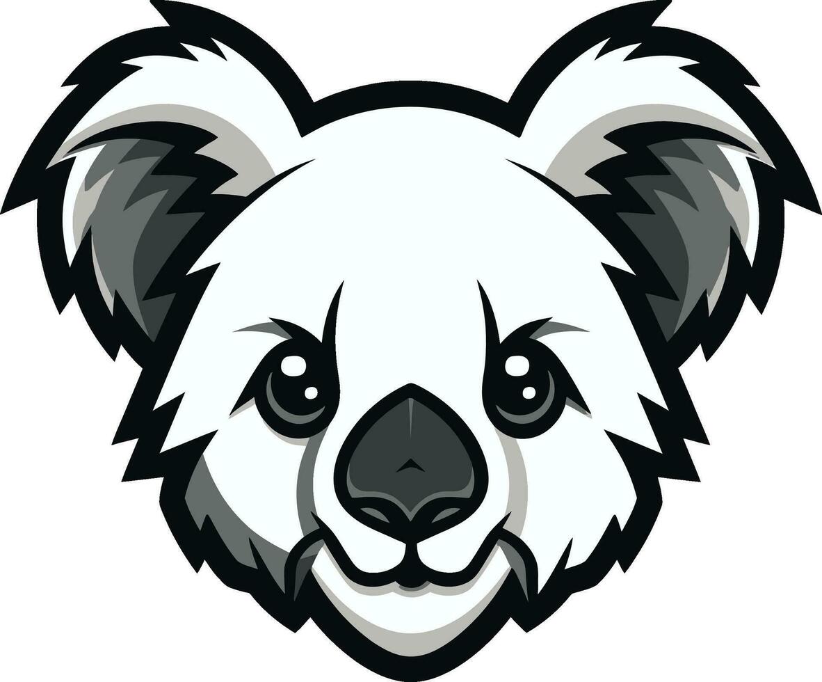 mystisk svartvit mark av de koala koalor ludd och eukalyptus emblem vektor