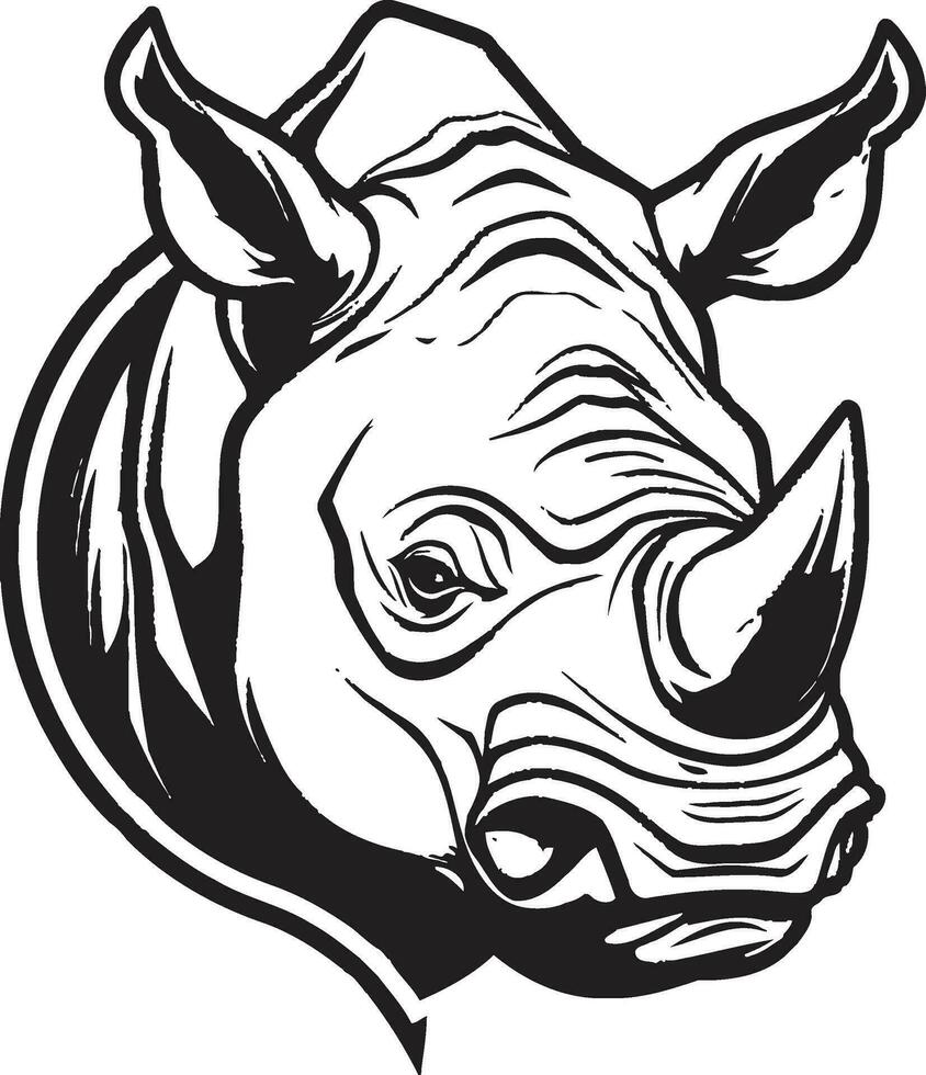 noshörning kung ikon i svart vektor noshörning horn emblem design