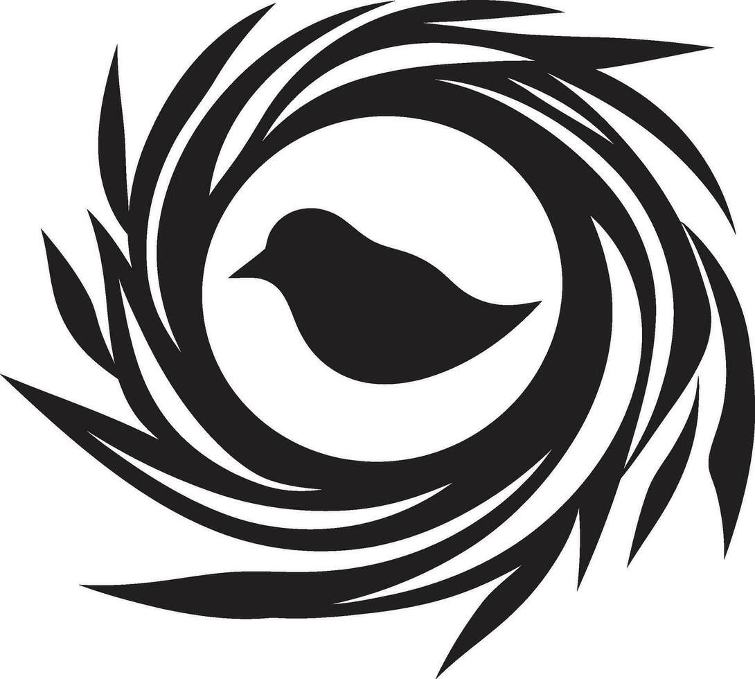 Verschachtelung im Schatten elegant Vogel Nest Kunst glatt schwarz Vektor Symbol das Nest von Eleganz