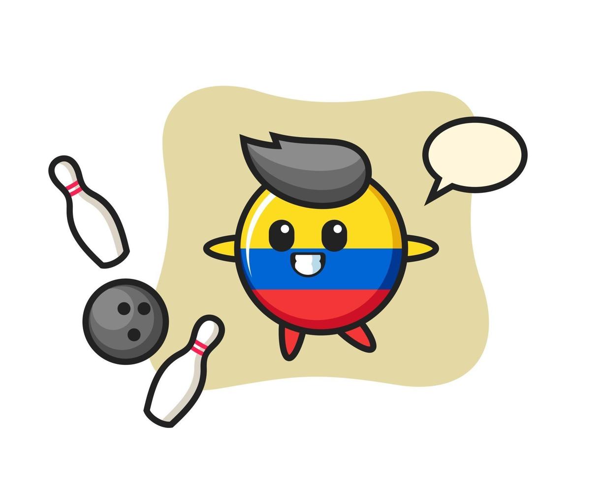 karaktär tecknad av colombia flagga märke spelar bowling vektor
