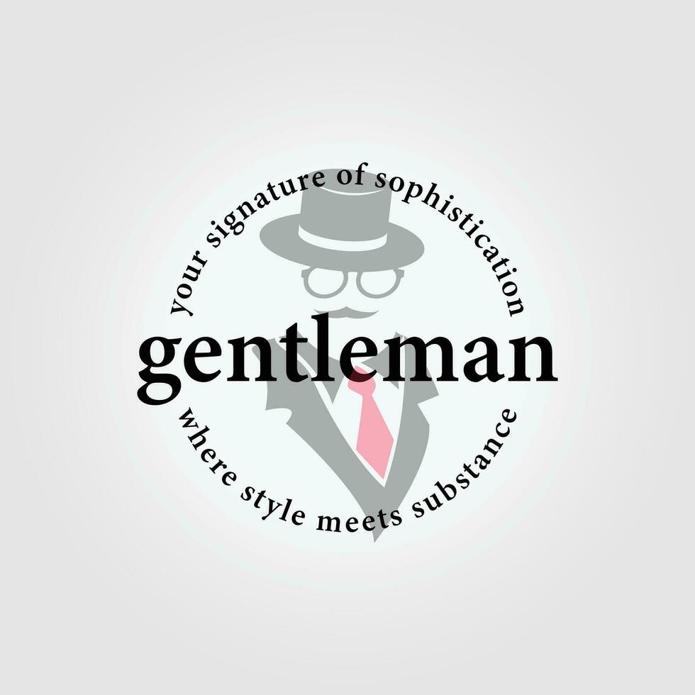 Emblem von Gentleman Logo retro, Illustration von Geschäftsmann Jahrgang Design, Mafia Symbol mit Brille vektor