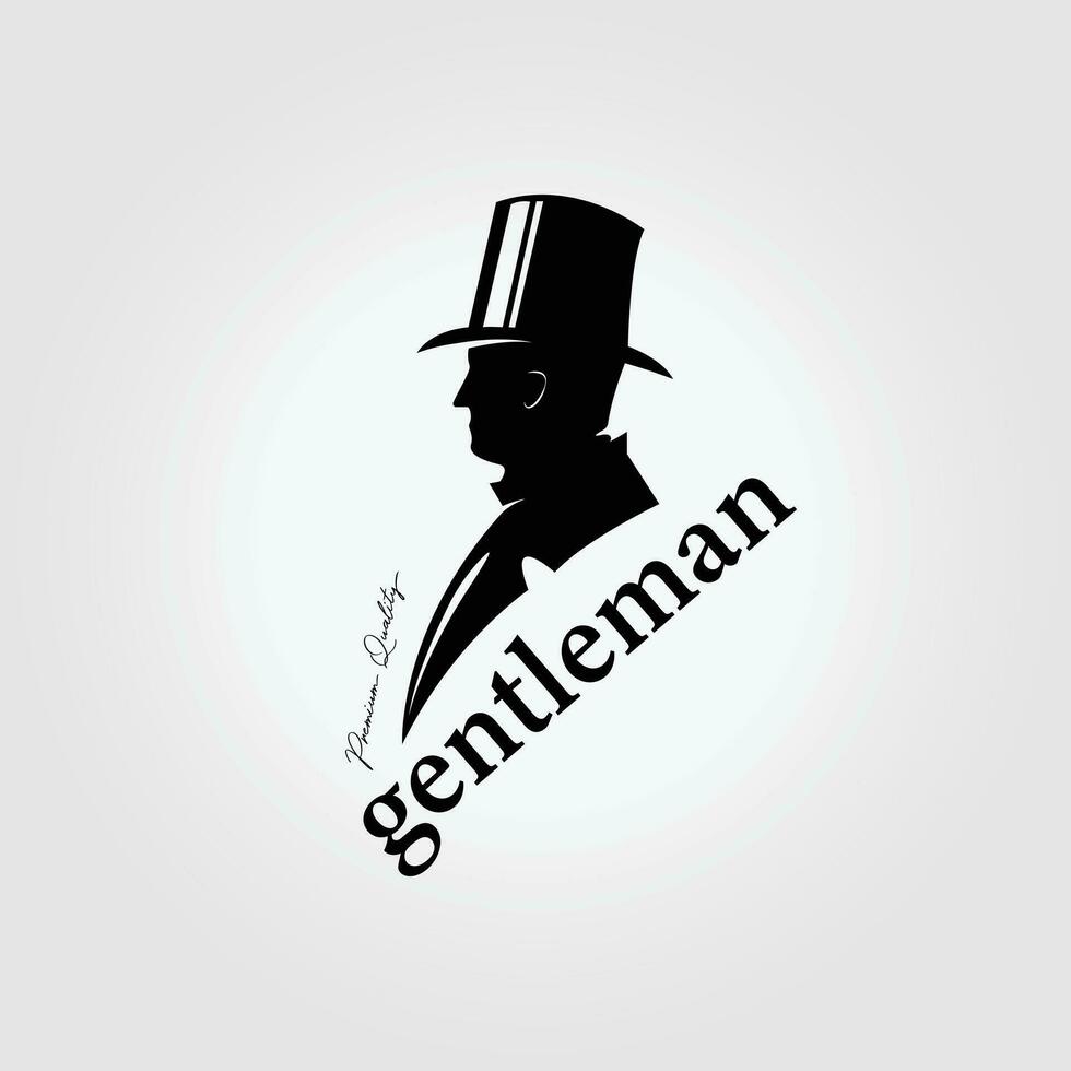 Vektor Jahrgang Logo von Geschäftsmann Mann, Milliardär Illustration Design, Gentleman Symbol retro