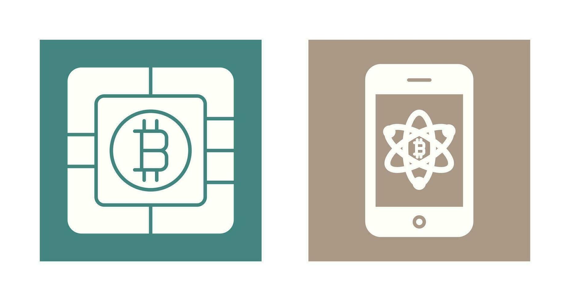 Bitcoin Chip und Handy, Mobiltelefon Symbol vektor