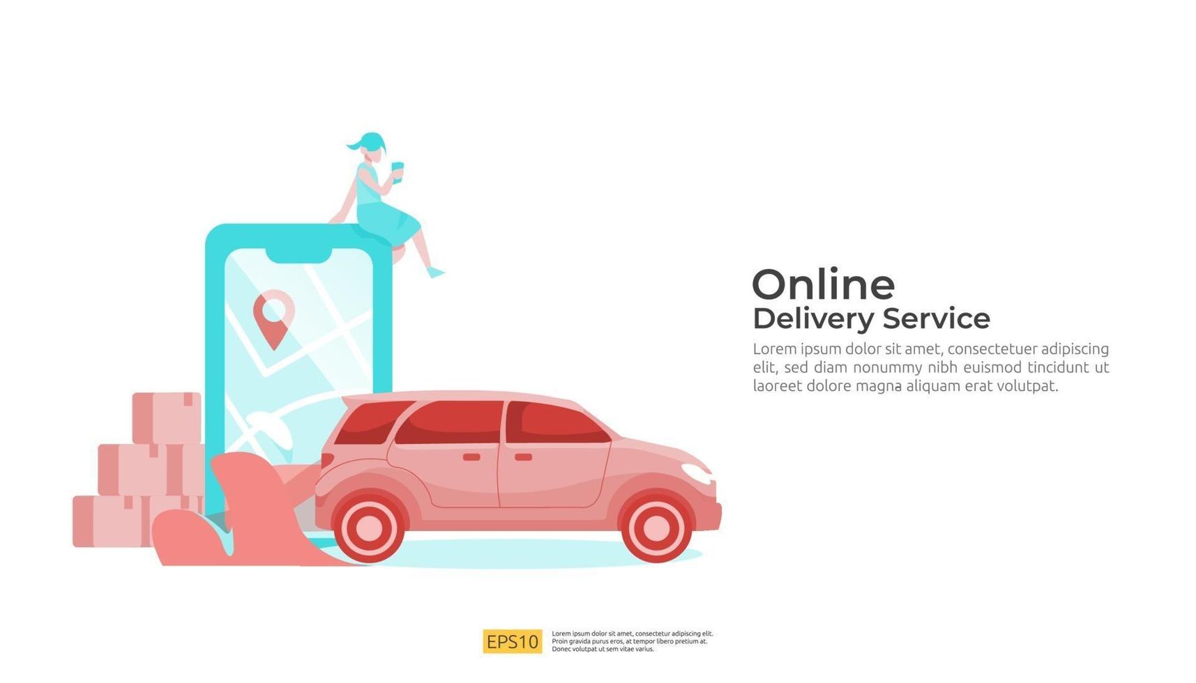 online leverans service transport illustration. försändelsespårning vektor