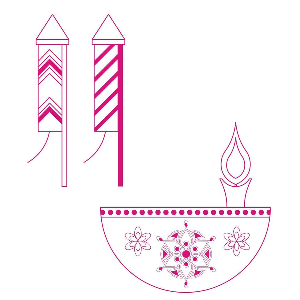 diwali tema ikon estetik, indisk Semester firande diwali vektor
