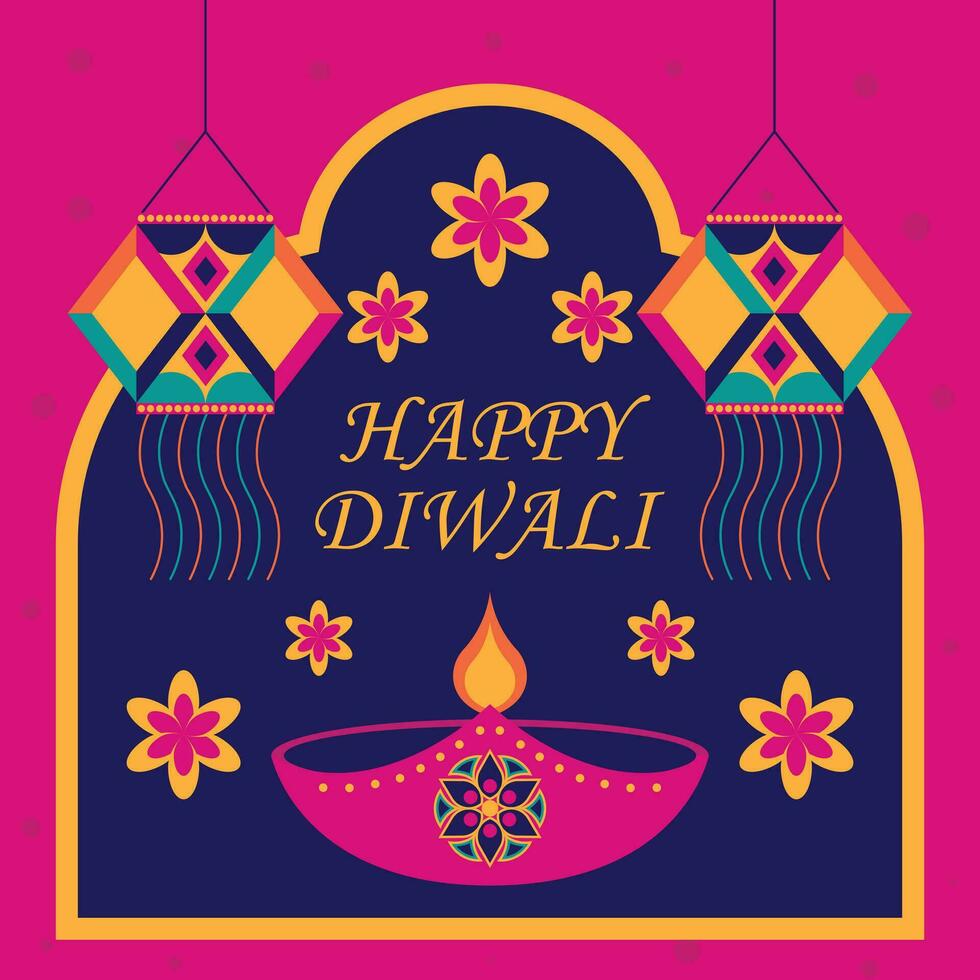 diwali tema ikon estetik, indisk Semester firande diwali vektor