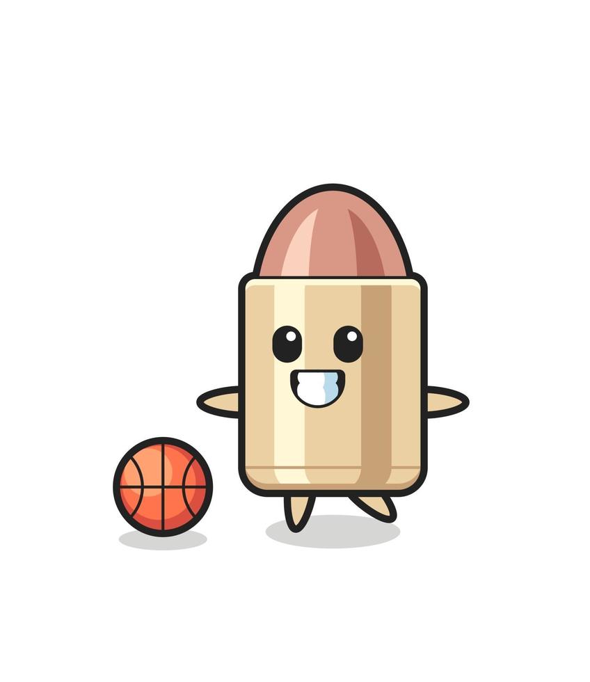 Illustration der Kugelkarikatur spielt Basketball vektor