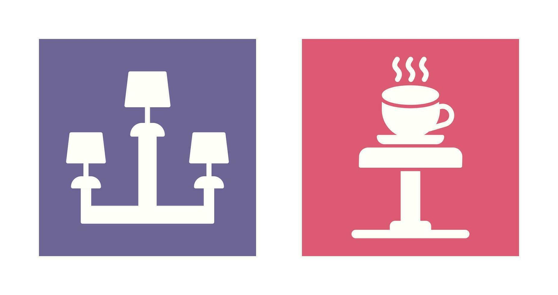 lampa och kaffe tabell ikon vektor