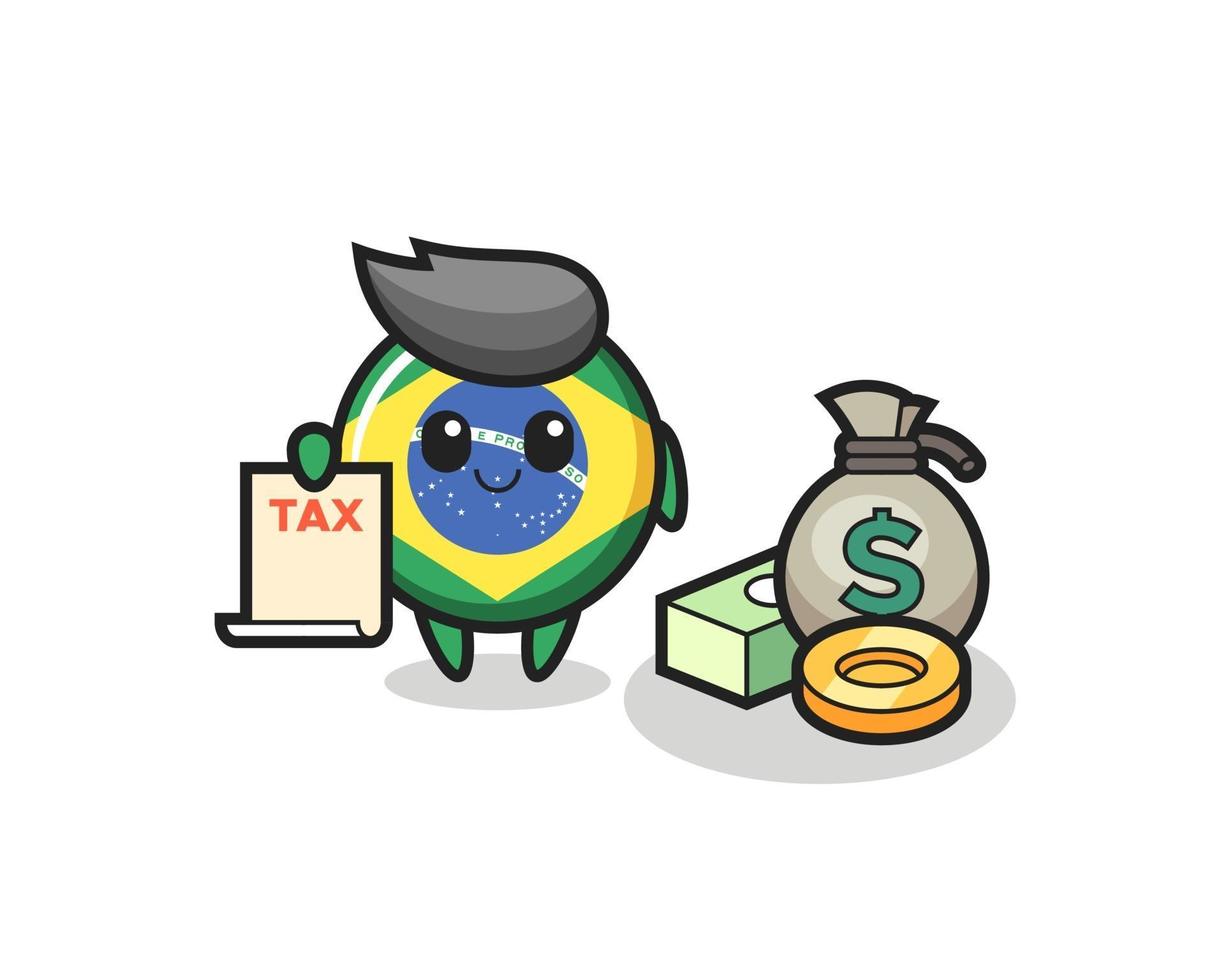 Charakterkarikatur des brasilianischen Flaggenabzeichens als Buchhalter vektor
