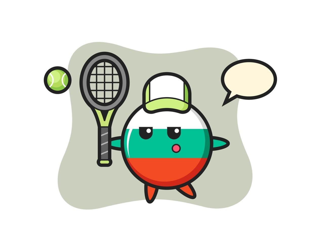 Zeichentrickfigur des bulgarischen Flaggenabzeichens als Tennisspieler vektor