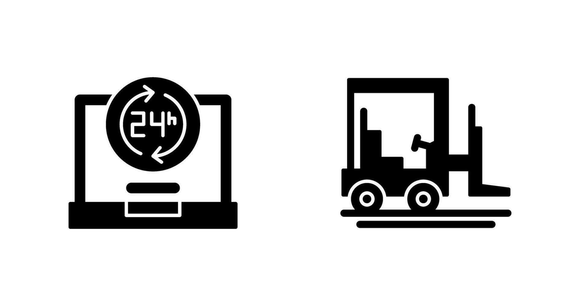 24 Std und Gabelstapler Symbol vektor