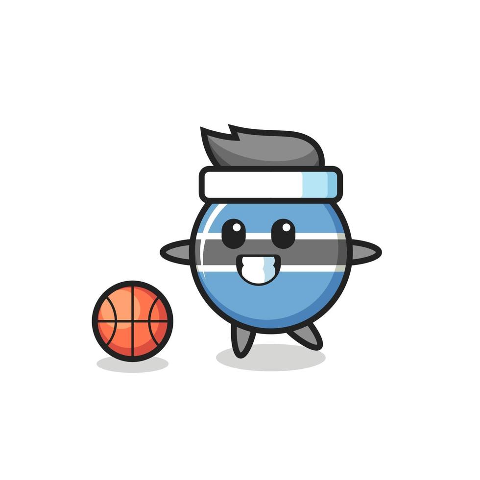 Illustration von Botswana-Flagge-Abzeichen-Cartoon spielt Basketball vektor