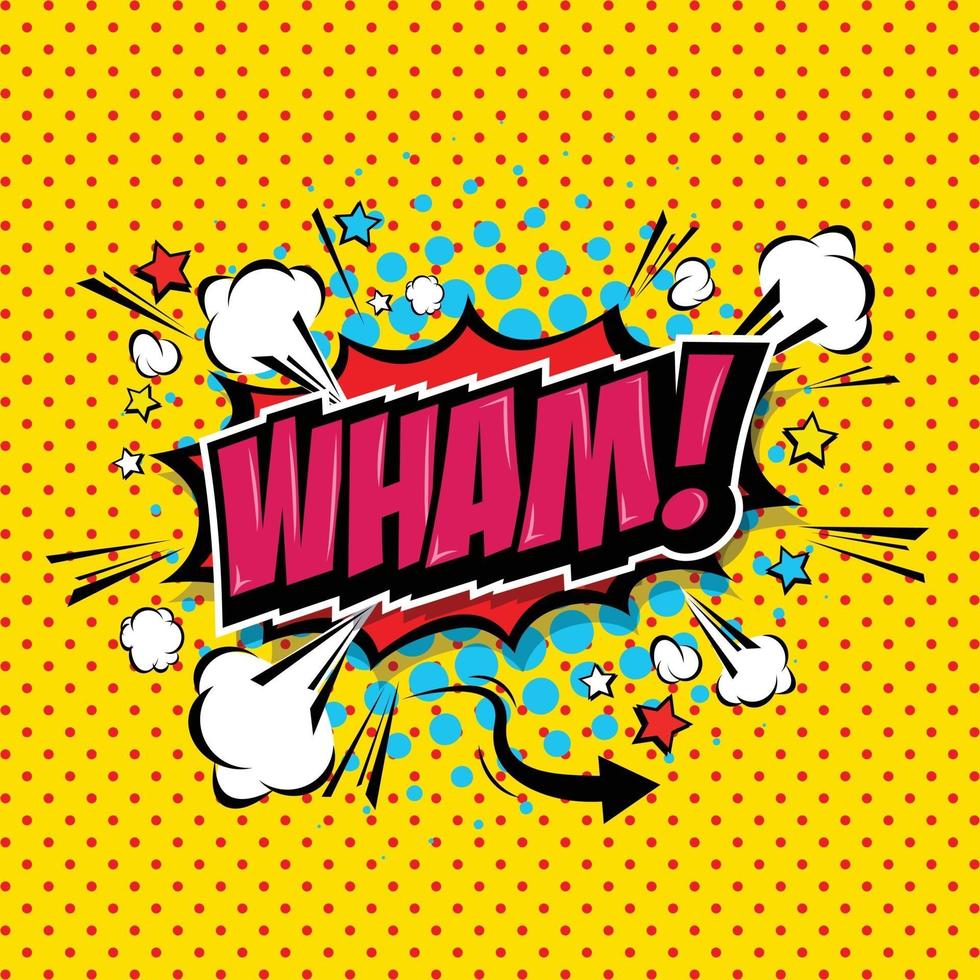 Wham Comic-Sprechblase Cartoon Kunst und Illustration Vektordatei. vektor