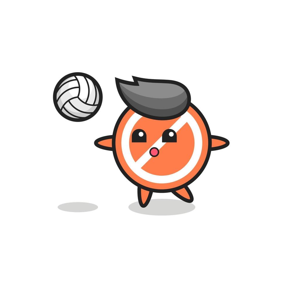 Charakterkarikatur des Stoppschildes spielt Volleyball vektor