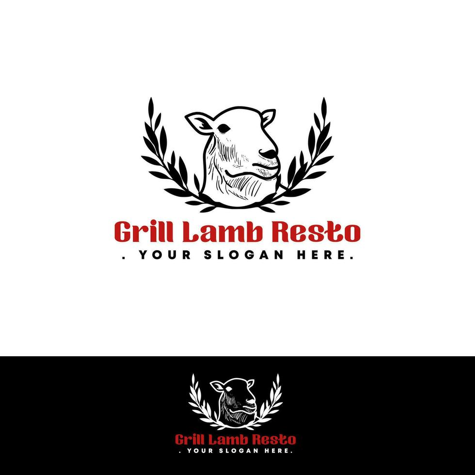 grill lamm restaurang logotyp mall vektor