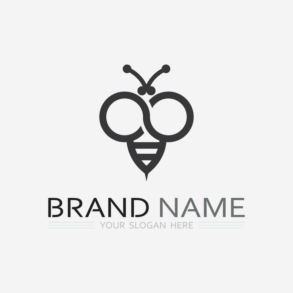 bi och honung logotyp vektor design och insekt djur- illustration