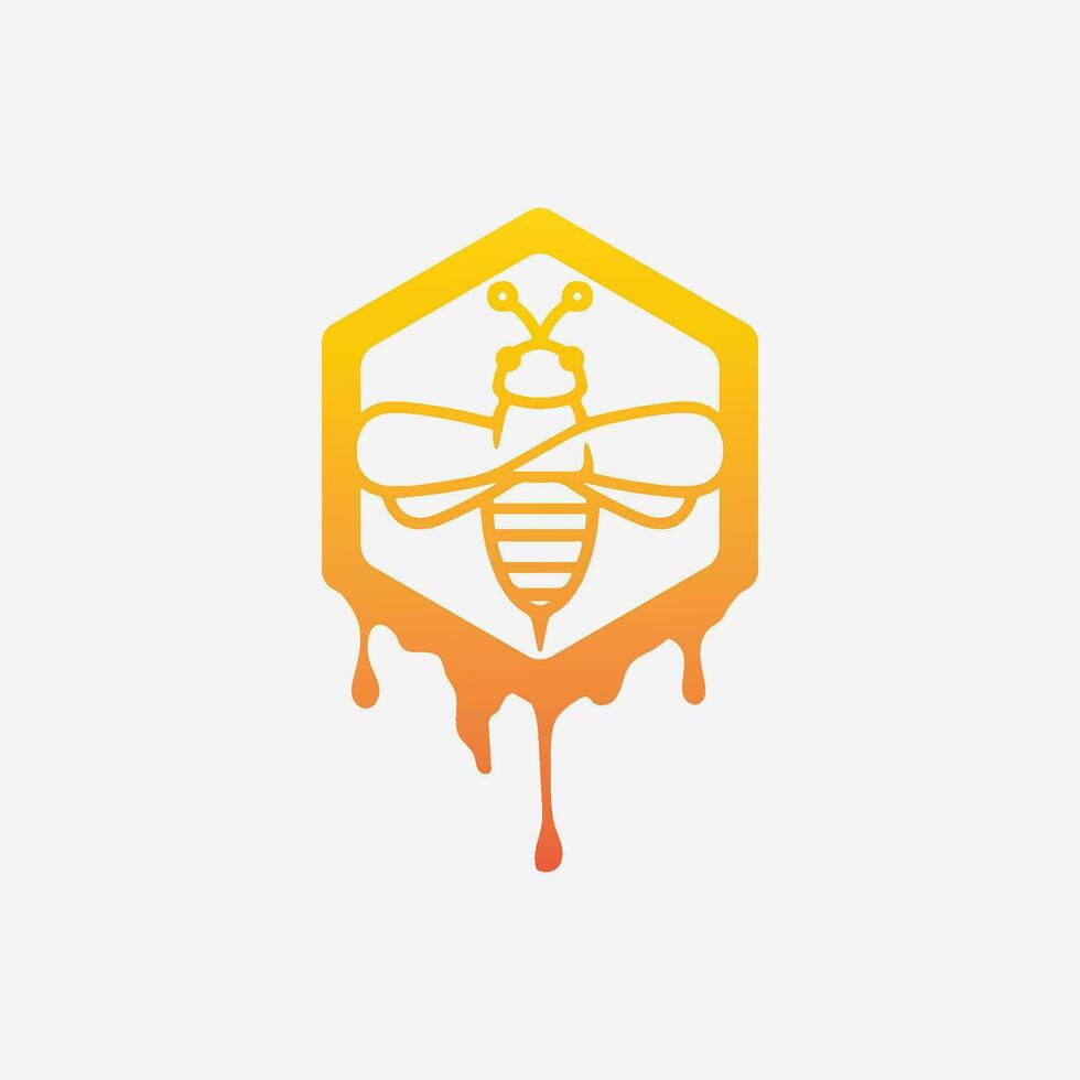 Biene und Honig Logo Vektor Design und Insekt Tier Illustration