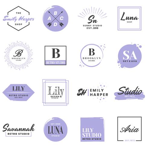 Feminin Vintage Retro Vector Logo för banner