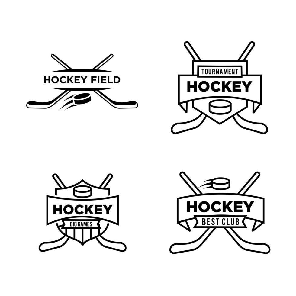 Set Sammlung Premium Hockey Club Team Vektor schwarze Logo-Design-Vorlage