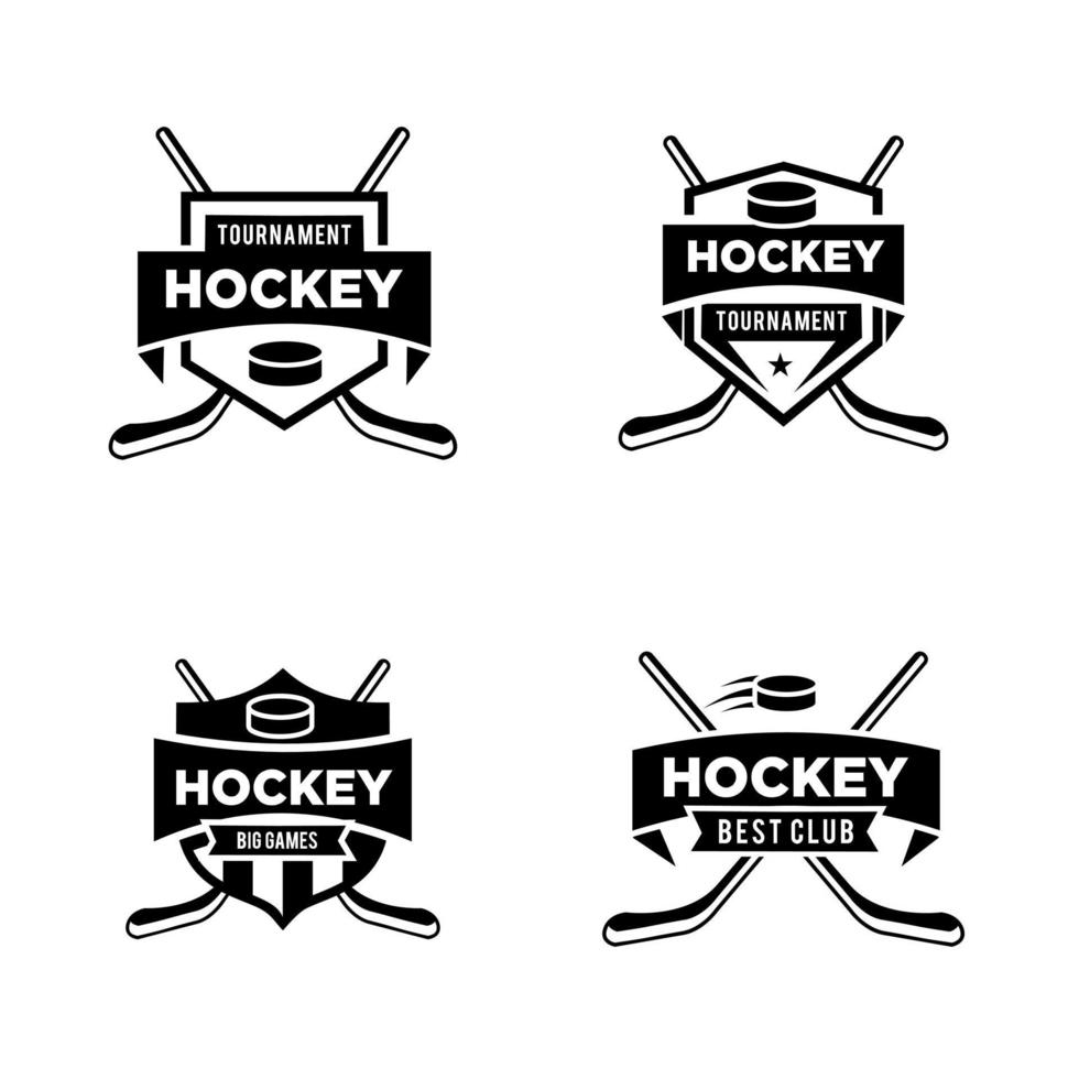 Set Sammlung Premium Hockey Club Team Vektor schwarze Logo-Design-Vorlage