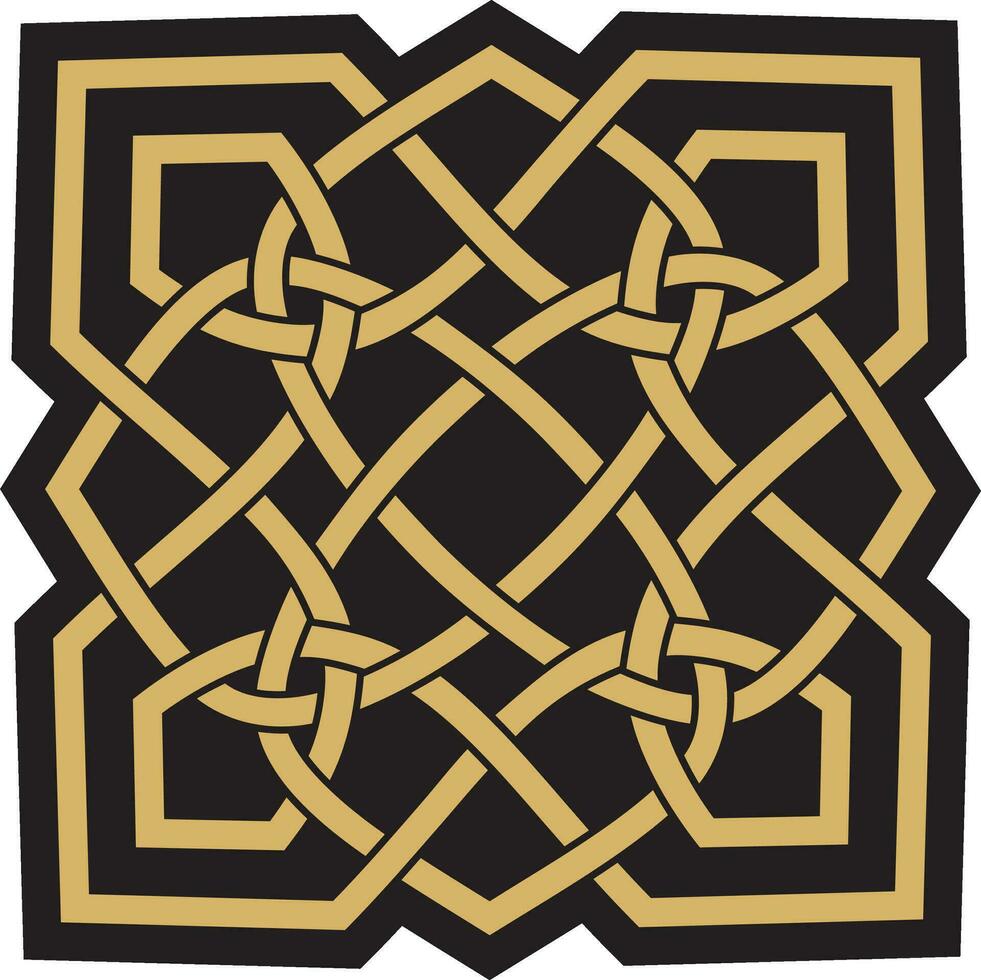 Vektor Gold und schwarz keltisch Knoten. Ornament von uralt europäisch Völker. das Zeichen und Symbol von das irisch, schottisch, Briten, Franken