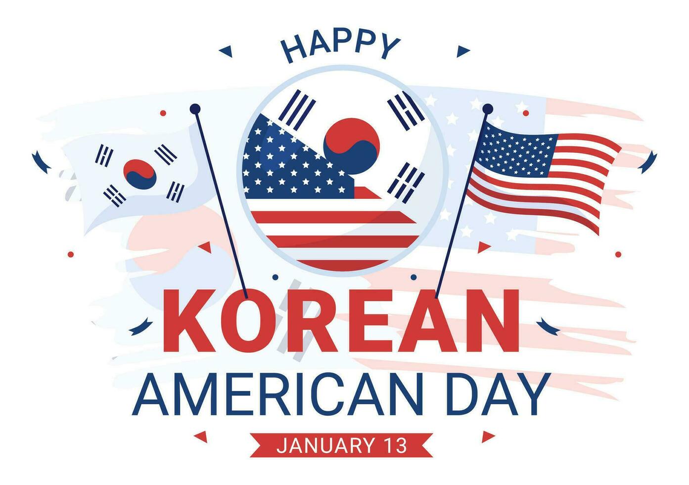 koreanska amerikan dag vektor illustration på januari 13 med USA och söder koreanska flagga till fira republik av allians i platt bakgrund design