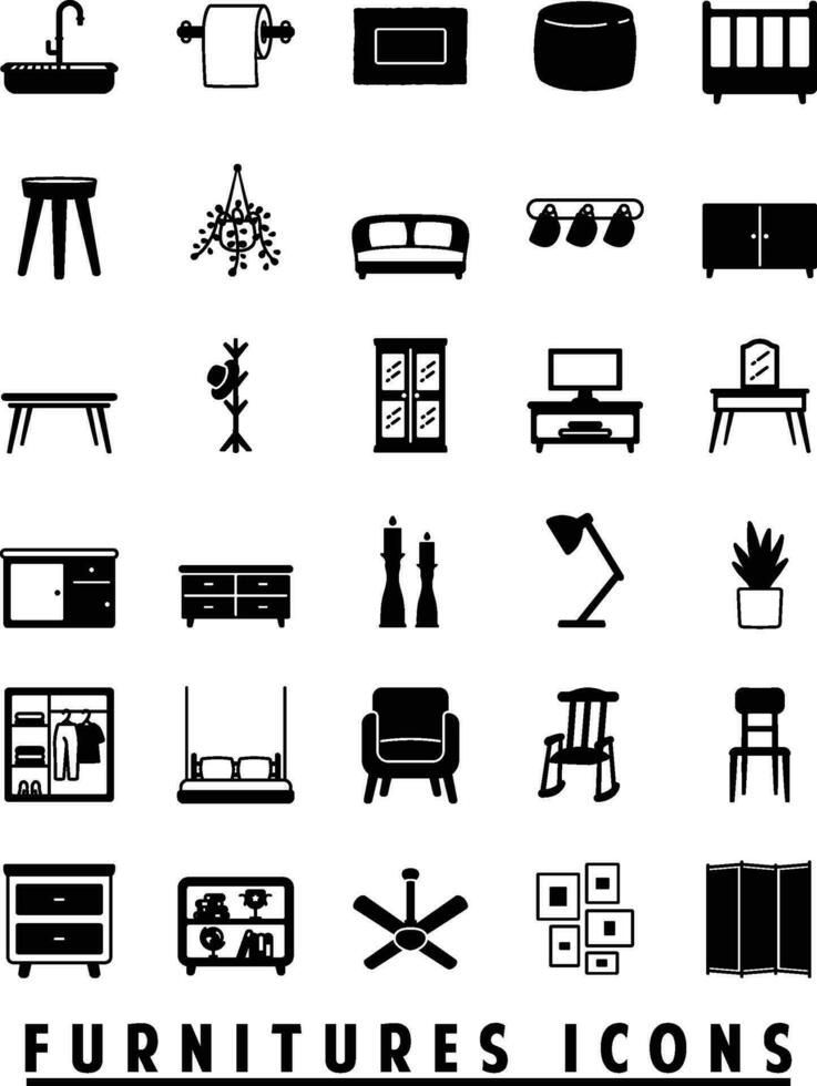möbel ikoner- en omfattande guide till interiör design vektor