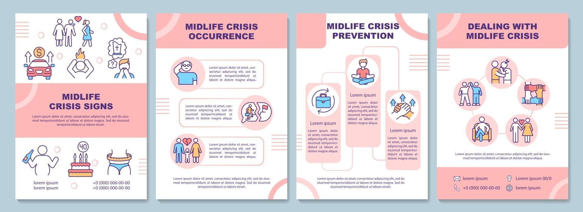 Broschürenvorlage für Midlife-Crisis-Zeichen vektor