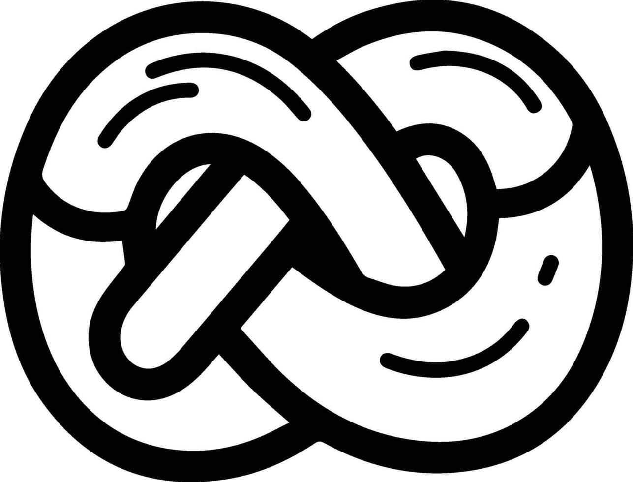 pretzel bröd logotyp i platt linje konst stil vektor