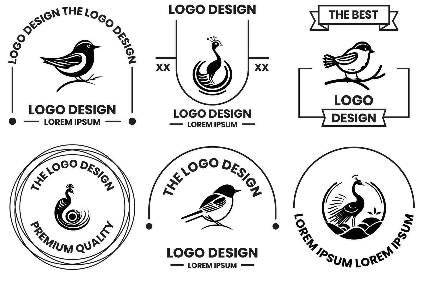 djur- logotyp i platt linje konst stil vektor