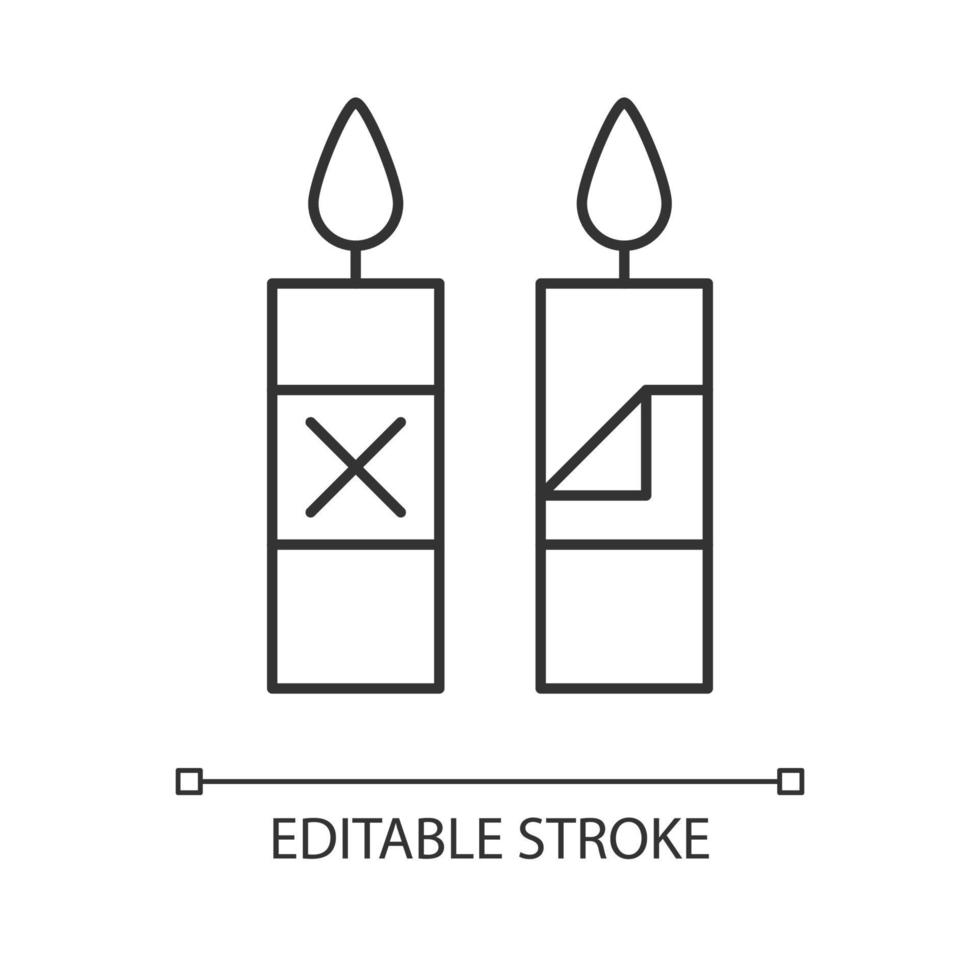 Entfernen Sie die Kerzenverpackung vor der Verwendung des linearen manuellen Etikettensymbols vektor