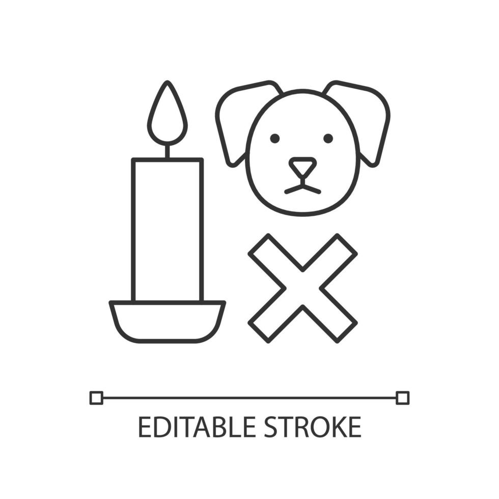 Kerzensicherheit für Haustiere lineares manuelles Etikettensymbol vektor