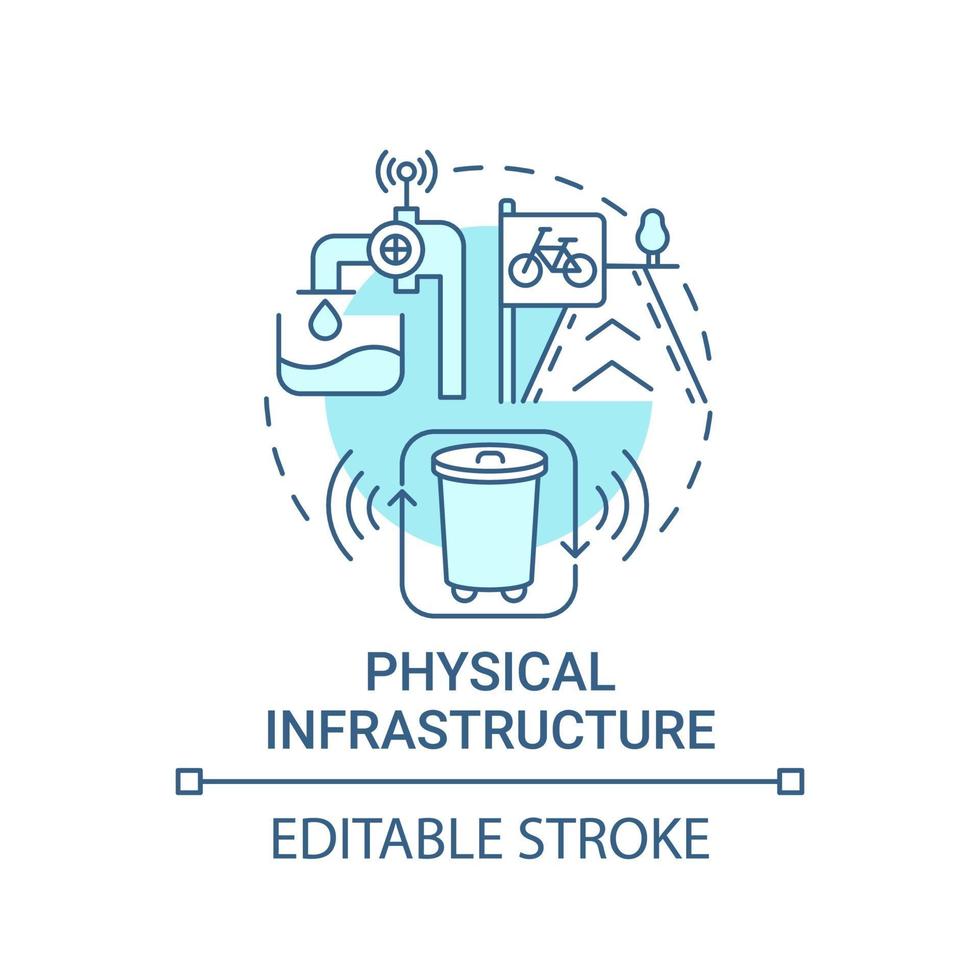 fysisk infrastruktur blå konceptikon vektor