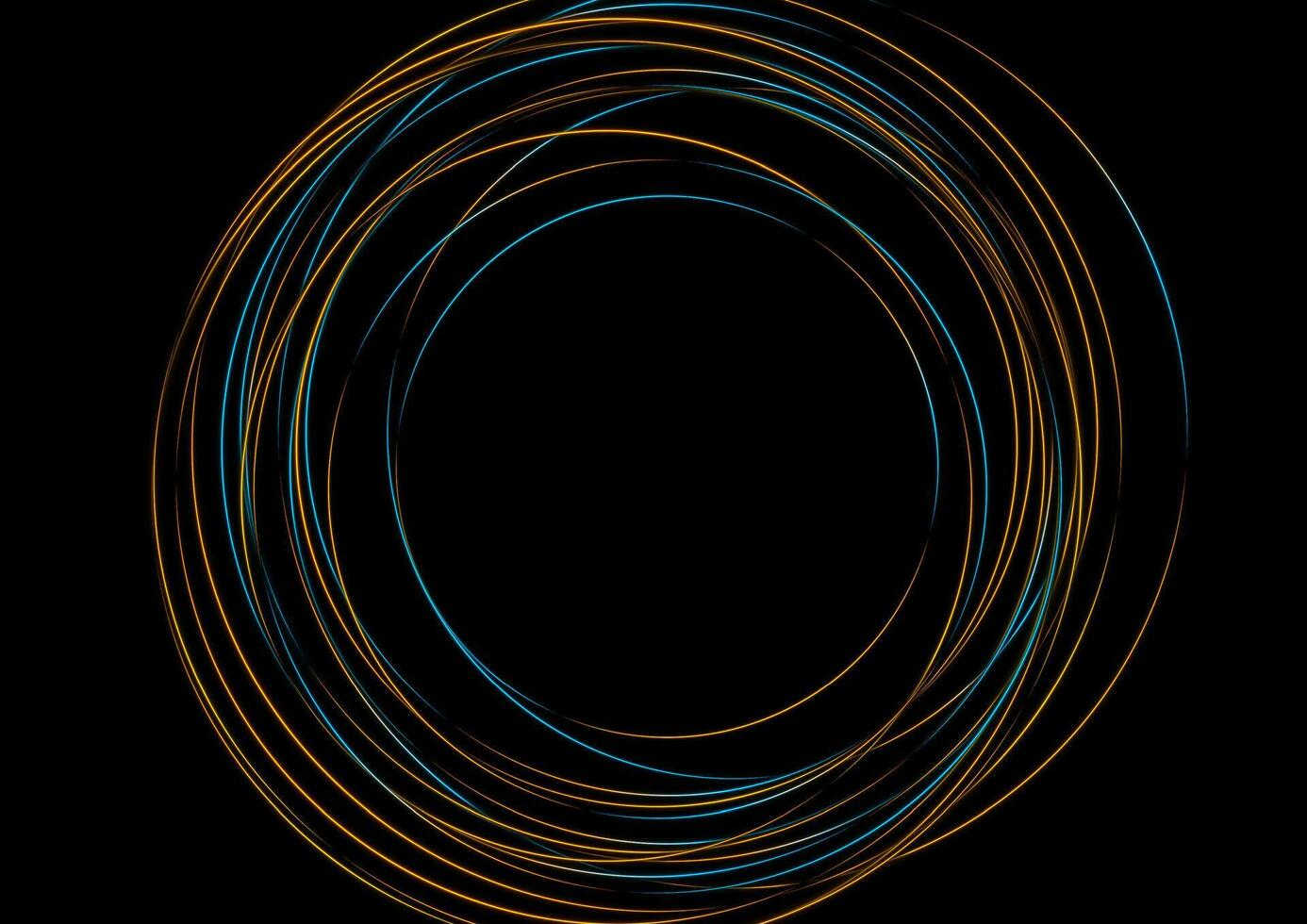 Blau und Orange dünn Neon- runden Linien abstrakt futuristisch Hintergrund vektor