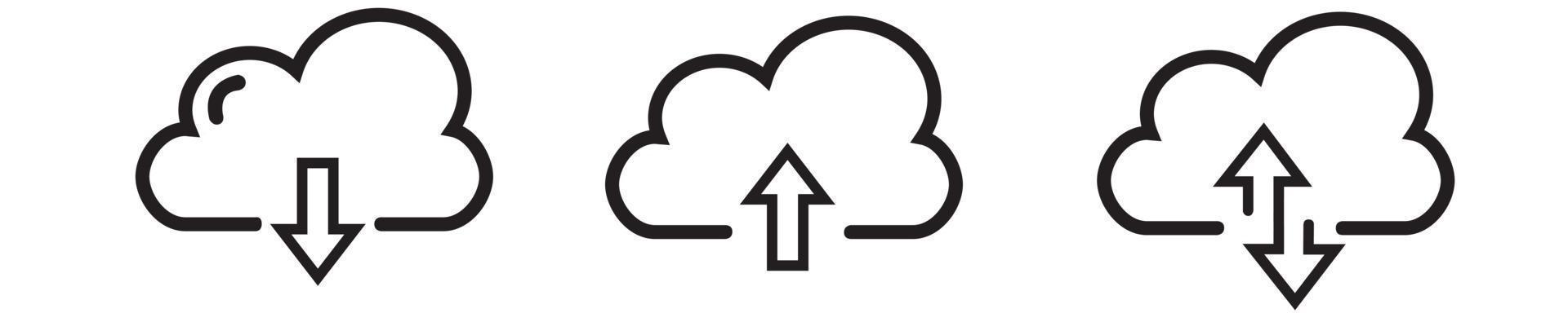 Cloud-Download- und Upload-Symbol. Upload Cloud-Pfeil herunterladen. vektor