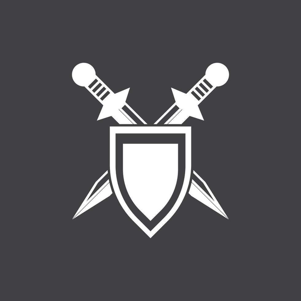 Schild Kriege mit Schwert Logo Design Vektor Illustration