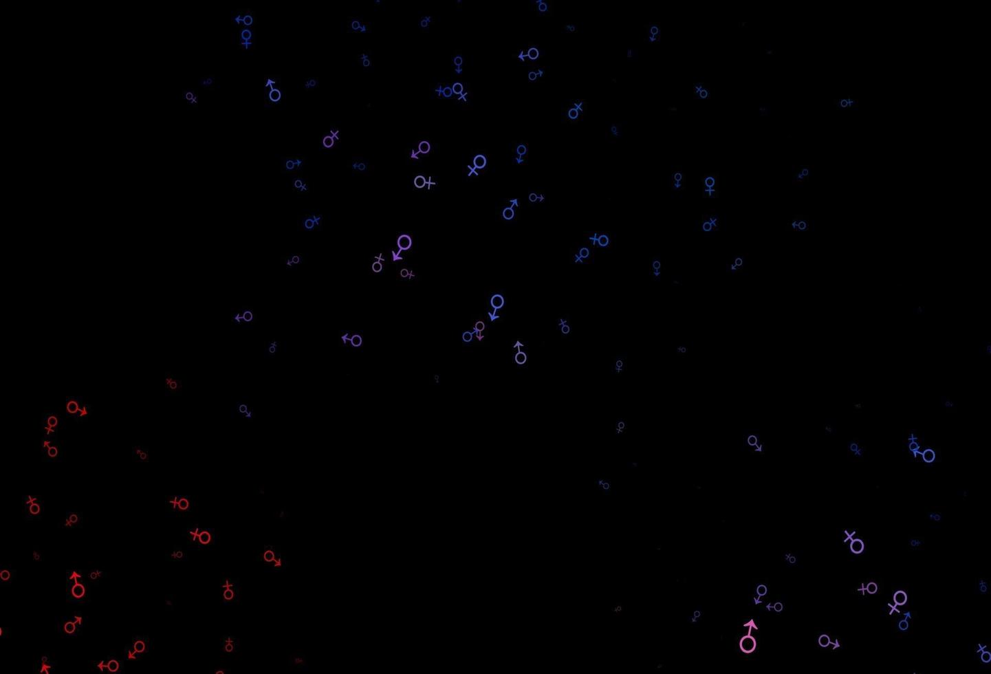 dunkelblaues, rotes Vektormuster mit Geschlechtselementen. vektor