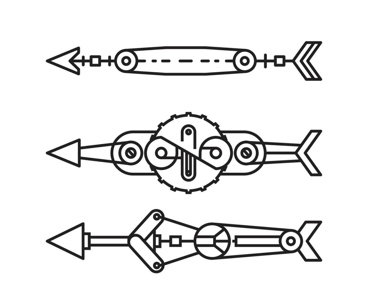 Pfeile Waffe einstellen Linie Vektor Illustration