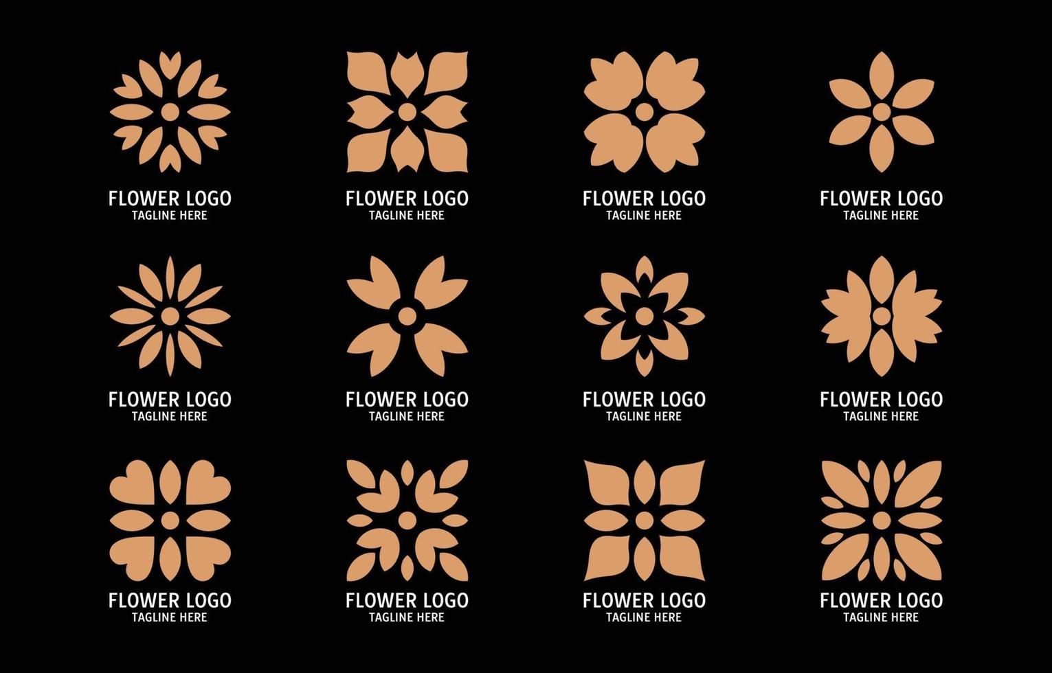 blomma form enkel logotyp uppsättning vektor
