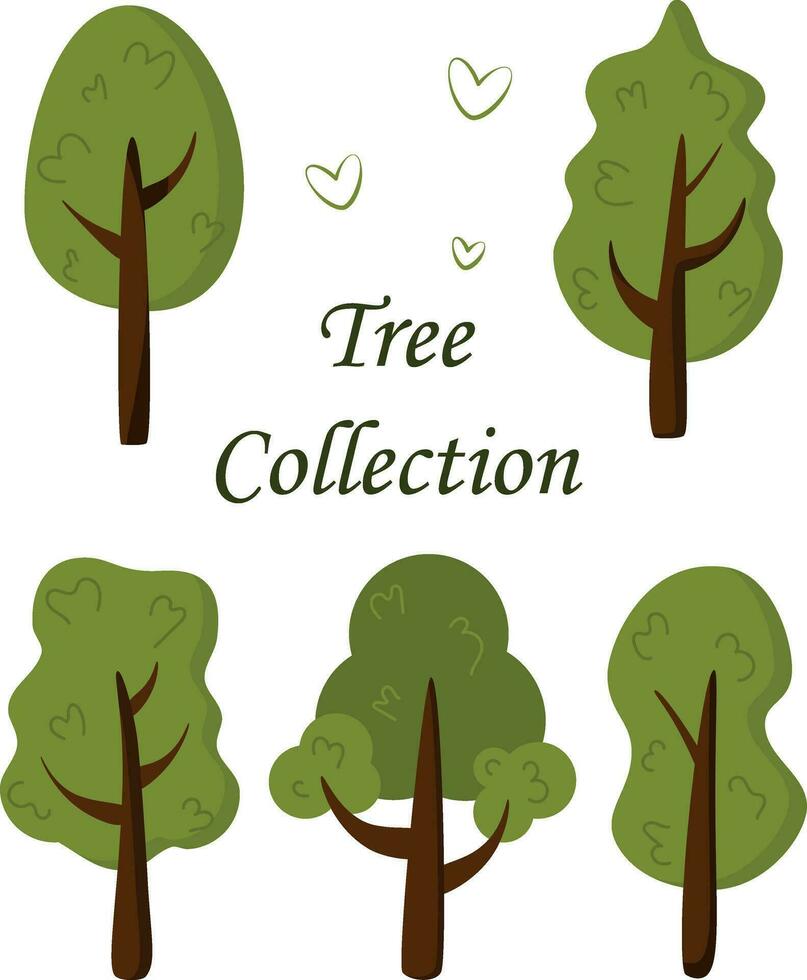 Vektor Sammlung von Bäume im Karikatur Stil isoliert auf Weiß Hintergrund, Bäume Clip Art
