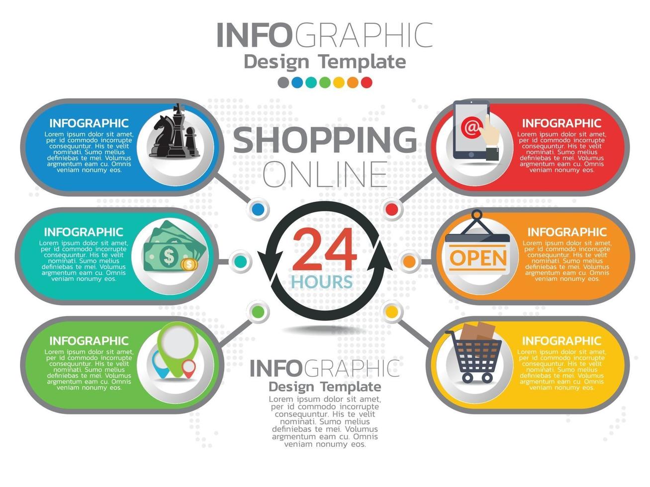 Infografik Template Design mit 6 Farboptionen. vektor