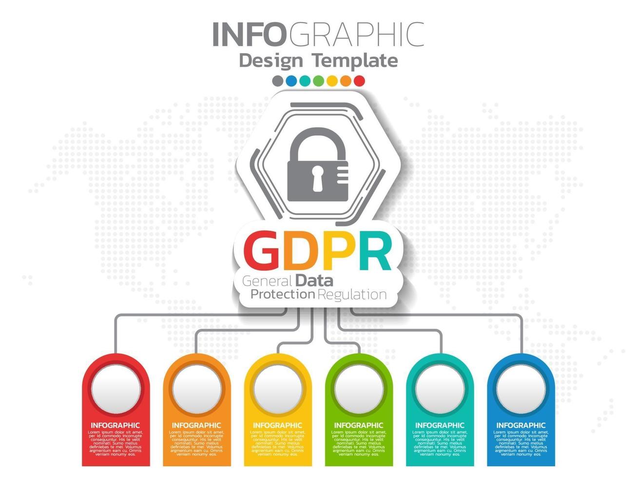 Infografik Template Design mit 6 Farboptionen. vektor