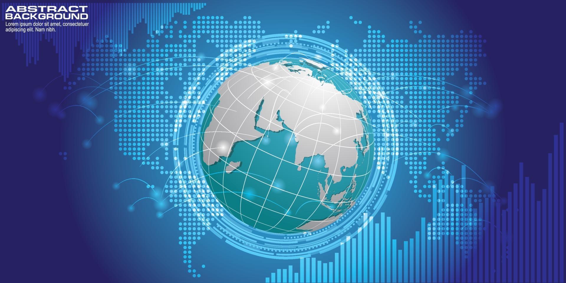 abstrakte Technologiekreise und Weltkartenvektorhintergrund. vektor