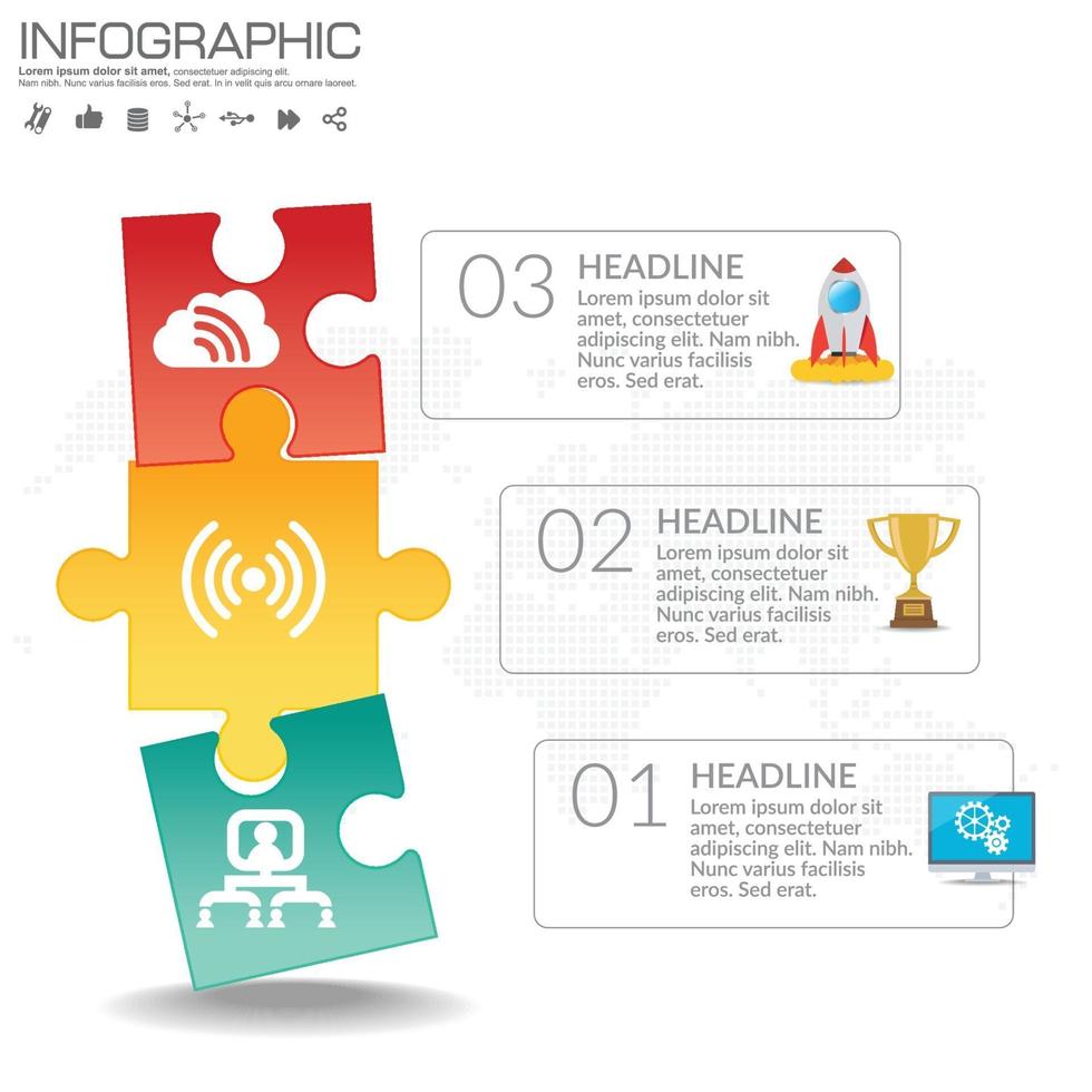 Business-Infografik-Vorlage mit 3 Optionen oder Schritten. vektor