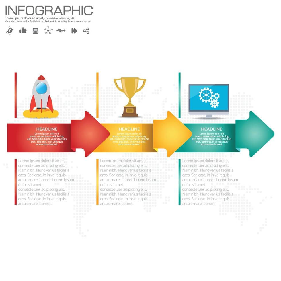 Business-Infografik-Vorlage mit 3 Optionen oder Schritten. vektor