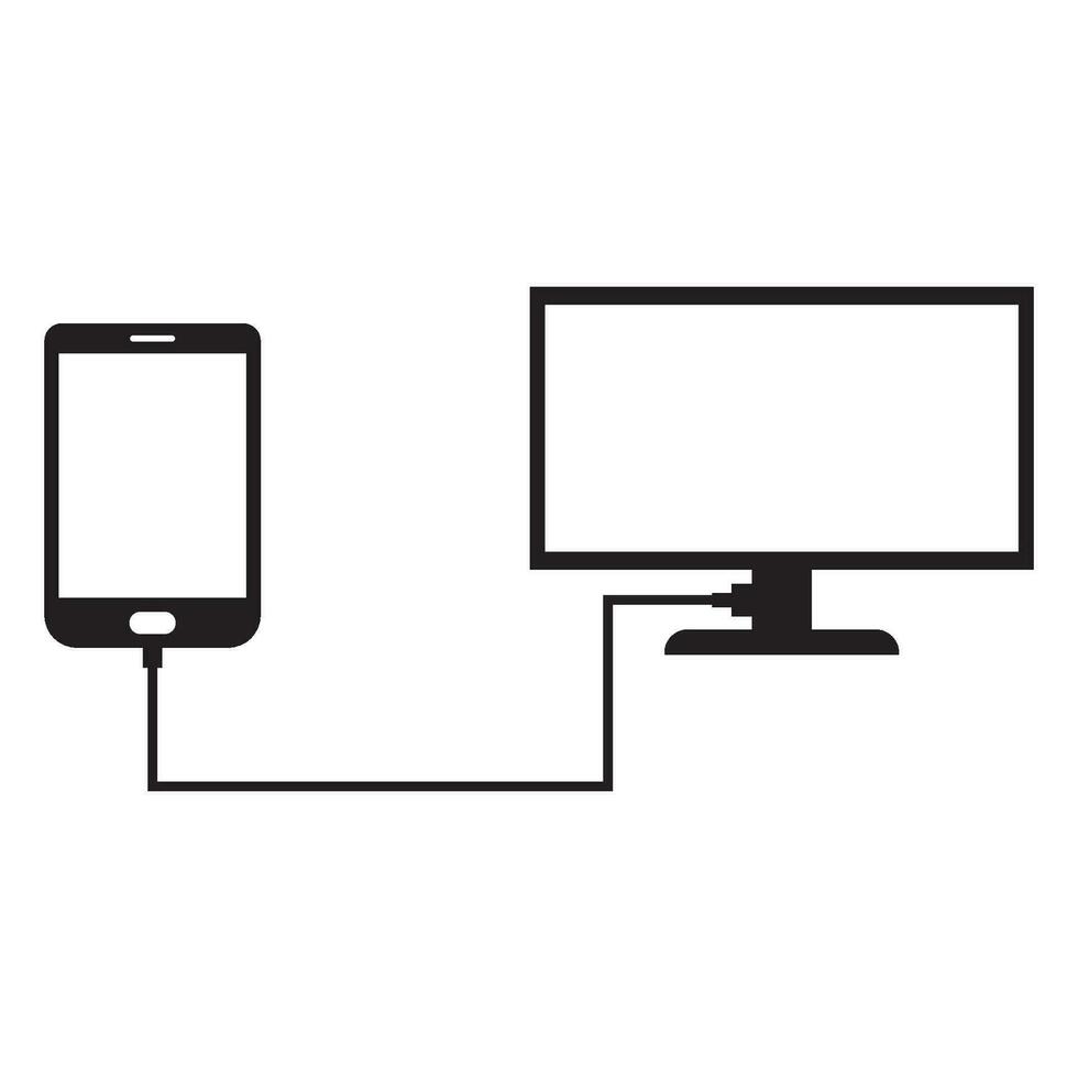 Transfer Handy Daten zu Laptop Symbol Logo Vektor Design